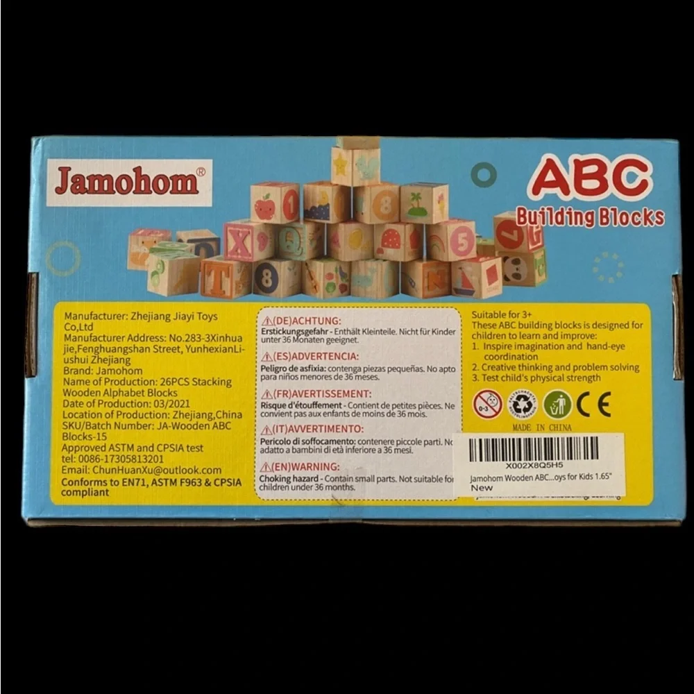 Set Of 26‎ Stacking Wooden Alphabet Building Blocks